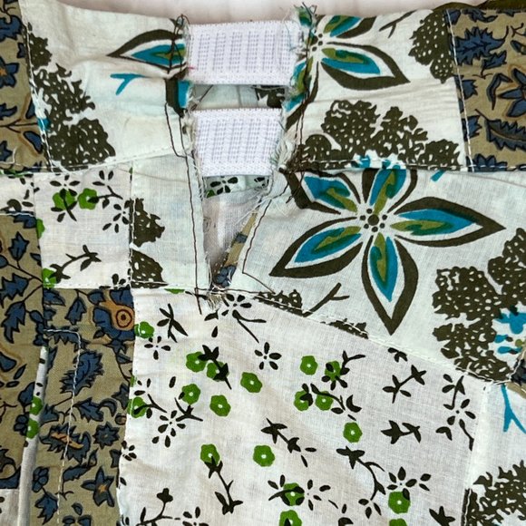 Anthropologie Floral Patchwork Maxi Skirt Ruffle Cotton Blue Motif Modified - Picture 8 of 12